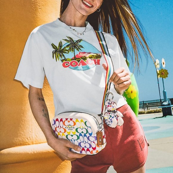 🌈 Coach Jamie Camera Bag In Rainbow Signature Canvas *Special Edition* - Picture 2 of 14